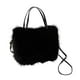 thumbnail image 1 of Bolso de peluche, bolso de hombro, bolso con asa, bolso tipo cartera, bolso suave de invierno con bandolera Negro, 1 of 9