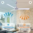 thumbnail image 4 of Matthews Fan Company AK-BN-MWH-56 Alessandra 56” Brushed Nickel Ceiling Fan with 3 Matte White Blades, Remote Control, Indoor/Outdoor Wet Rated, 4 of 6