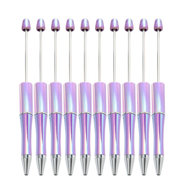 10 piezas de bolígrafo con cuentas, recuerdo de fiesta, regalo DIY, bolígrafo Rollerball, novedad creativa para graduación escolar para niños Violeta