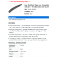 thumbnail image 2 of Rear Windshield Wiper Arm - Compatible with 2010 - 2016 Mercedes-Benz GL350 2011 2012 2013 2014 2015, 2 of 2
