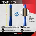 thumbnail image 2 of ICBEAMER 5" 127 mm Aluminum Blue w/ Real Carbon Fiber Universal AM/FM Radio Antenna Screw-in Stubby Aerial Replacement, 2 of 9