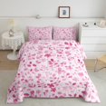 thumbnail image 2 of Erosebridal Spring Pink Flower Bedding Comforter Set, Botanical Floral Down Comforter, Leaves Home Decor, Reversible 2 Pieces, 2 of 8