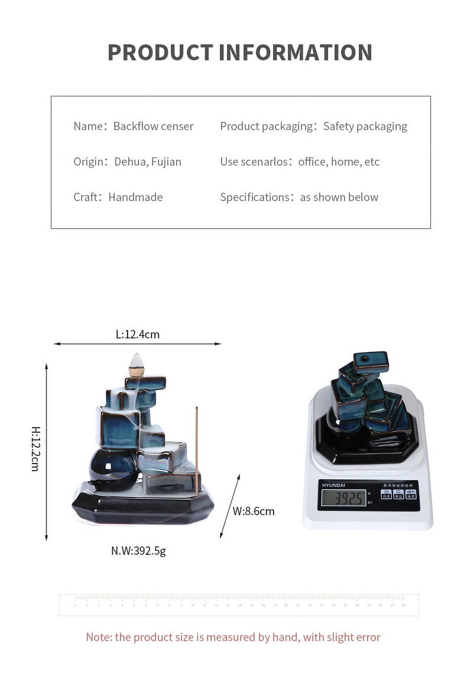 Ceramic High Mountain Flowing Water Backflow Incense Holder Creative Ball Square Blue Incense Stick Burner Home Decoration