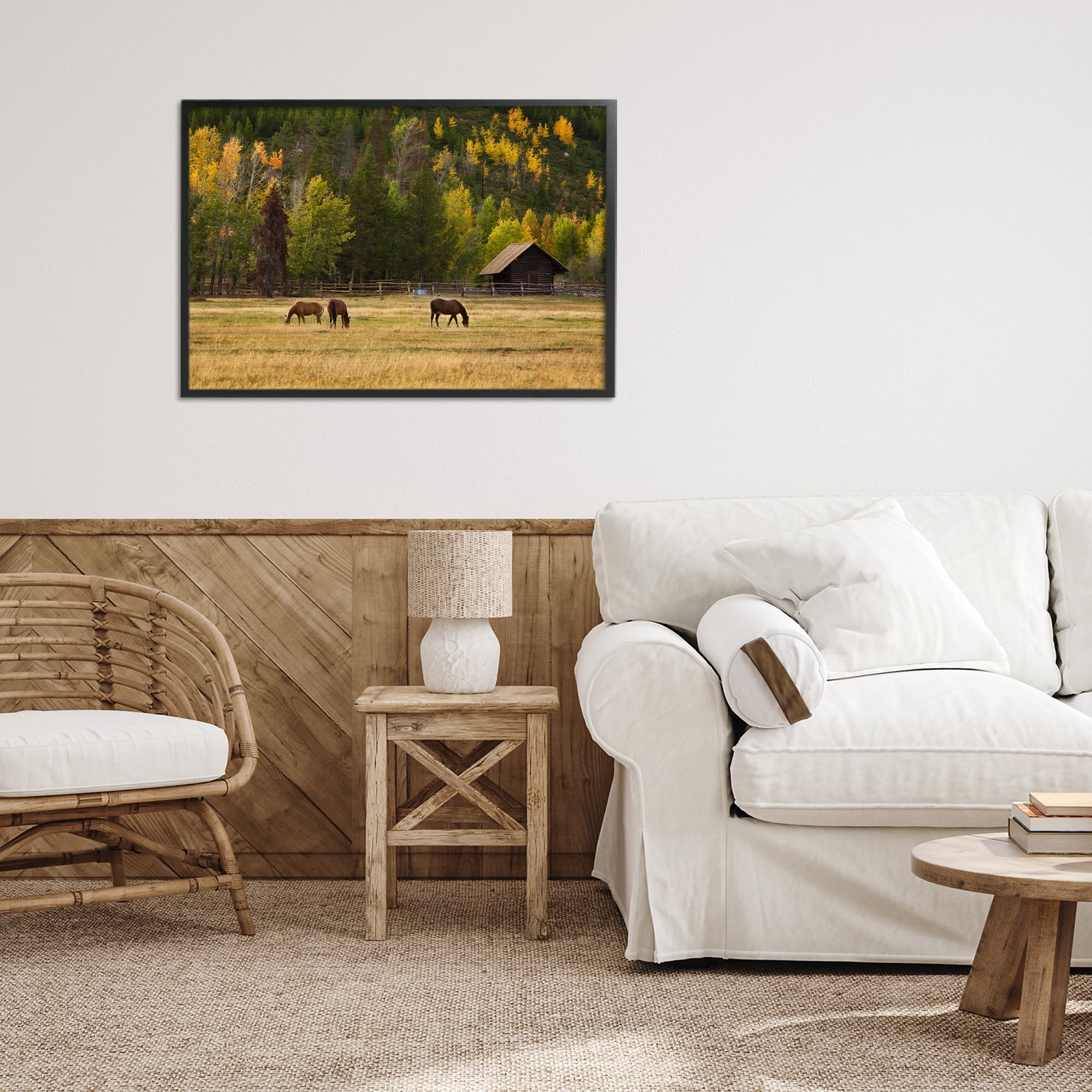 Stupell Industries Horses In Jackson Hole Black Framed Giclee Art, design by Scott Stulberg