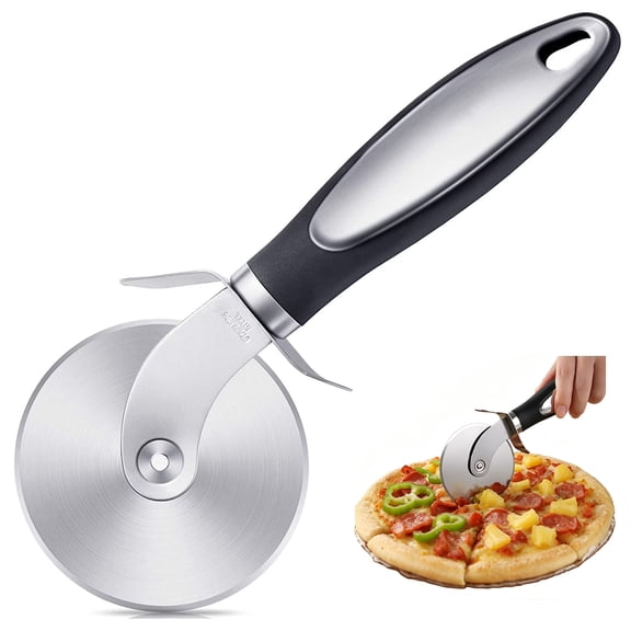 Pizza Cutter Wheel, BUSATIA Food Grade Stainless Steel Super Sharp Pizza Cutter, Heavy Duty Pizza Slicer Wheel Cutter with Non Slip Handle and Finger Protector