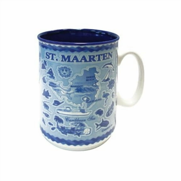 Rockin Gear Mug St. Maarten Island Souvenir Gift Mugs Blue Embossed Ceramic Coffee & Tea Cup 11 oz -Best St. Maarten/St. Martin Gift for Coffee Tea Lover/Addicts