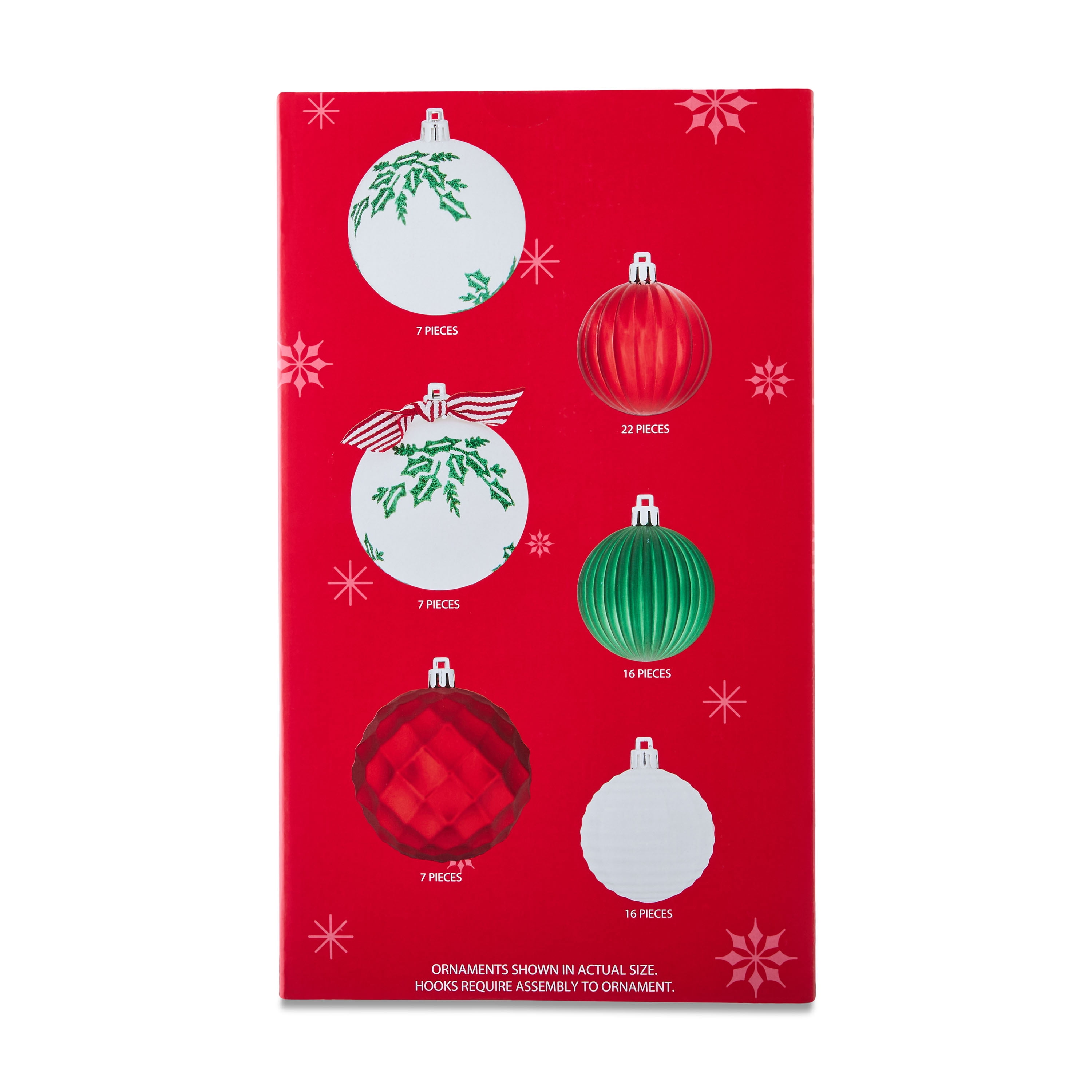 Red & White Shatterproof Christmas Ball Ornaments, 9.5 in, 75 Count, by Holiday Time