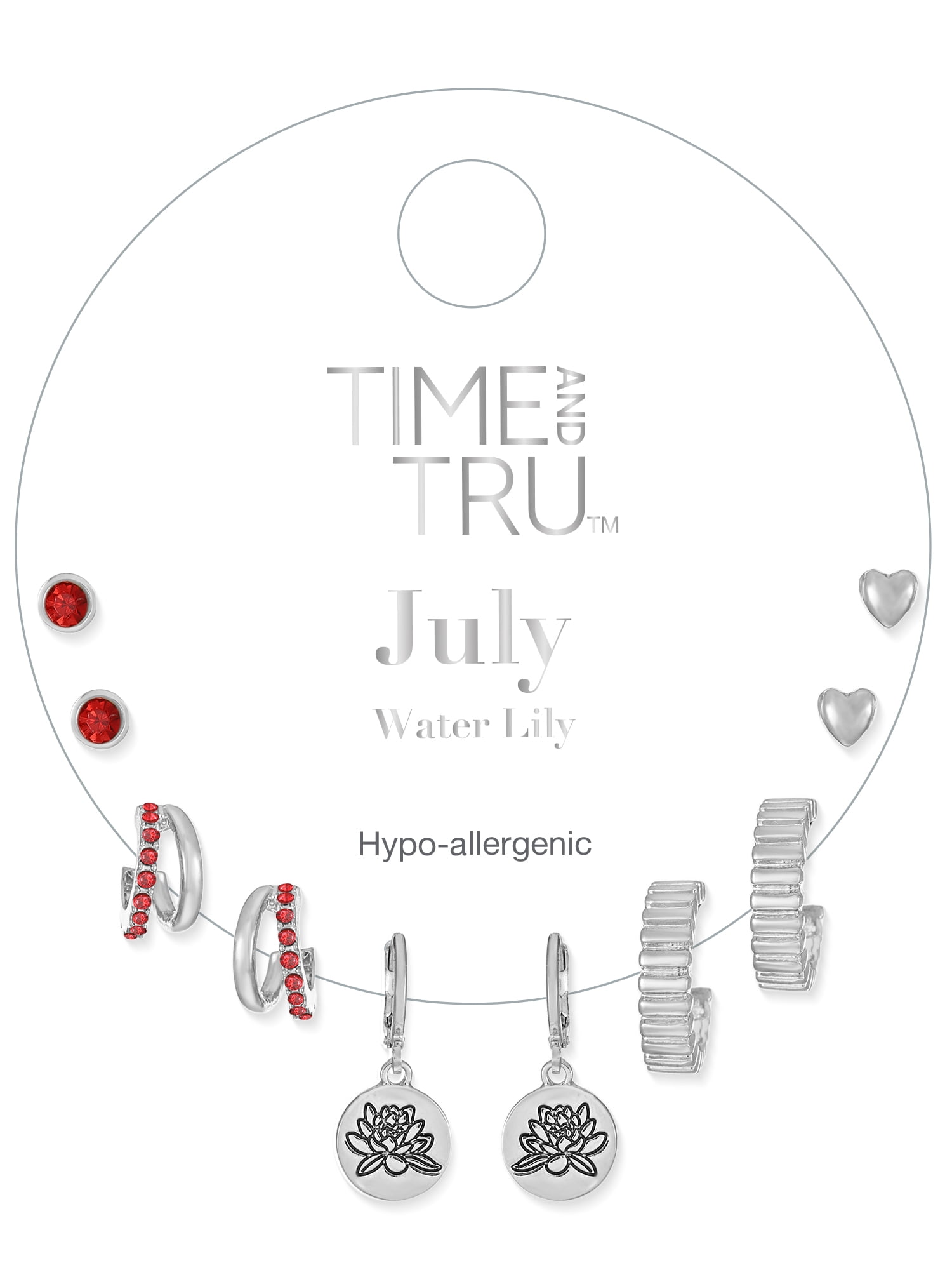 Time and Tru July Water Liily Earring Pack Silvertone