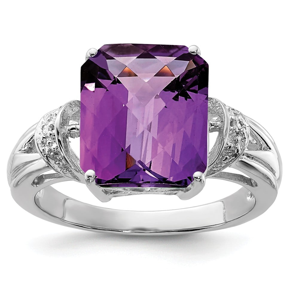 Diamond2Deal 925 Sterling Silver Amethyst And Diamond Engagement Ring diamond2deal-925-sterling-silver-amethyst-and-diamond-engagement-ring