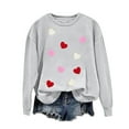 thumbnail image 6 of ibuvkizy Valentine's Day Womens Sweatshirt Round Neck Lover's Love Print Sweatshirt Long Sleeved Pullover Top/shirt Gray,XS, 6 of 7
