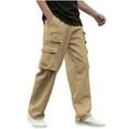thumbnail image 2 of Coorders George Mens Drawstring Elastic Waist Cargo Pant, Men's Big & Tall Fleece Cargo Sweatpants, Khaki,Size L, 2 of 6