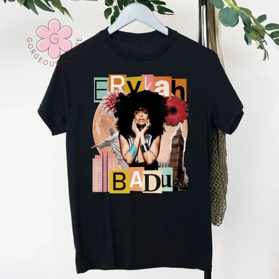 SALE Erykah Badu Graphic T-shirt black Short sleeve Unisex S to 5XL