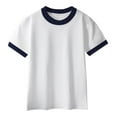 thumbnail image 2 of Babcutegg Toddler Girls Casual Tee, Soild Color 100%Cotton Family Matching Summer Girls Breathable T-Shirts Navy, 2 of 9