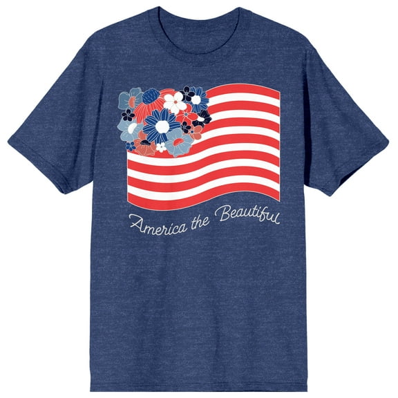 Americana America The Beautiful Flowers Men's Navy Heather T-Shirt
-Medium