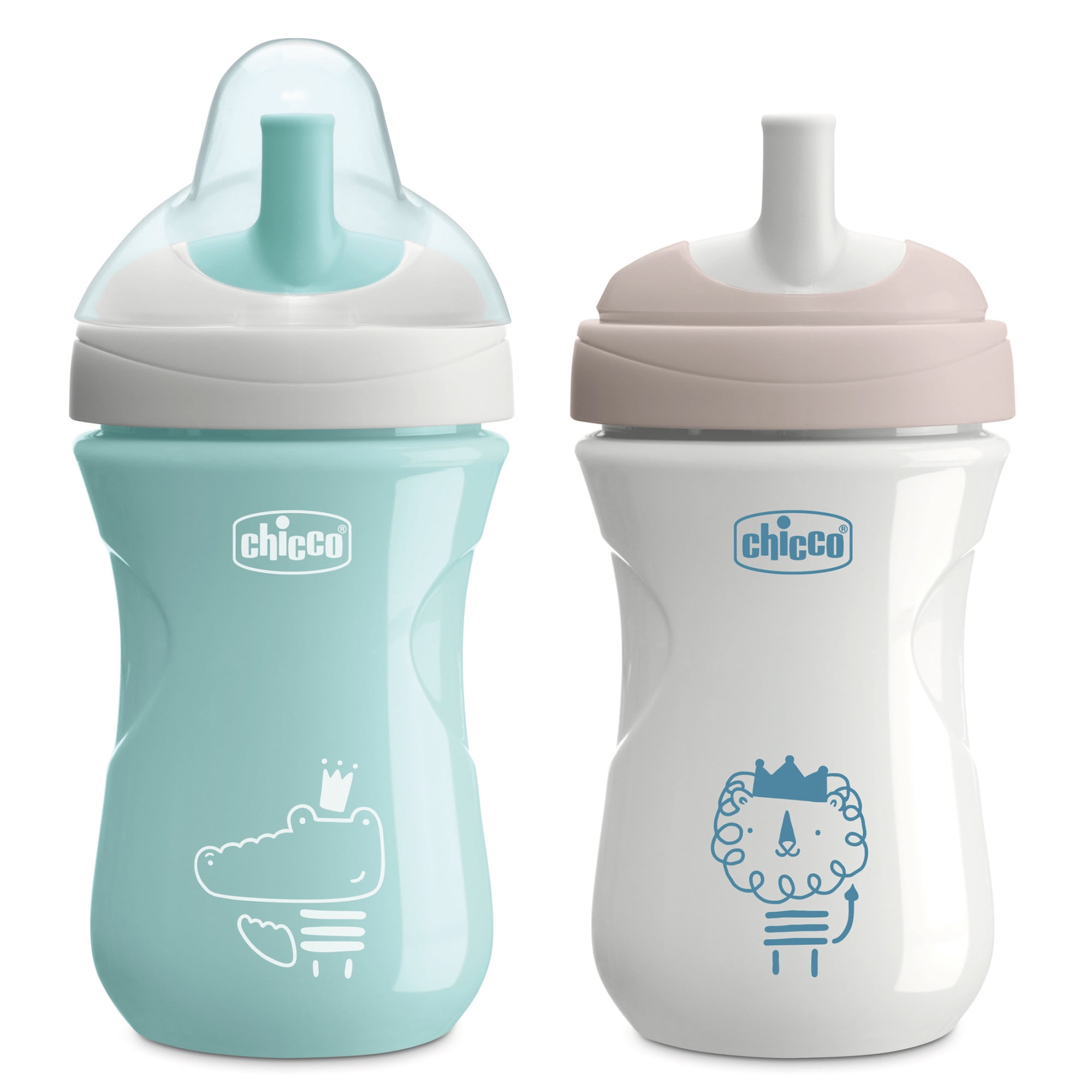 Chicco 9oz. Sport Spout Trainer Sippy Cup with Straw Shaped Spout, 9m+, 2-Pack - Sage/Grey