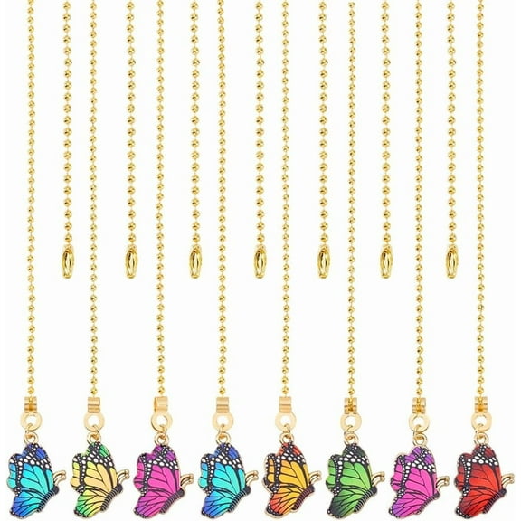 8 Pcs Butterfly Fan Pull Chains 15.55inch Ceiling Fan Pull Chain Pendant Pull Chains with Golden Ball Chain