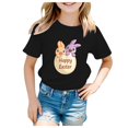thumbnail image 3 of LNMQLPDBS Toddler Girls Clothes Easter Shirts Bunny Eggs Graphic Short Sleeve Crewneck T-Shirt Funny Letter Printed Basic Tops for Summer, 3 of 6