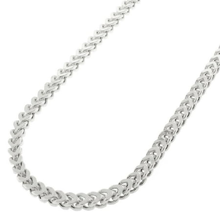 Link Square Necklace - Sterling Silver 3mm Hollow Franco Square Box Link 925 Rhodium Necklace Chain 22