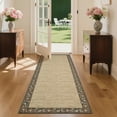 thumbnail image 4 of Garvee 2'x6' Floral Bordered Runner Rug Braided Print Carpet, Washable Rug Non-Slip Stain-Resistant Low Pile Indoor Floort Mat for Hallway Bedroom Kitchen, Brown, 4 of 8