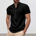 thumbnail image 2 of Men's Fashion Solid Color Business Casual T Shirt Stand Collar Short Sleeve Comfortable Stylish Tee for Work Wear Men's Oversized Tshirts Workout T-Shirt, 2 of 6