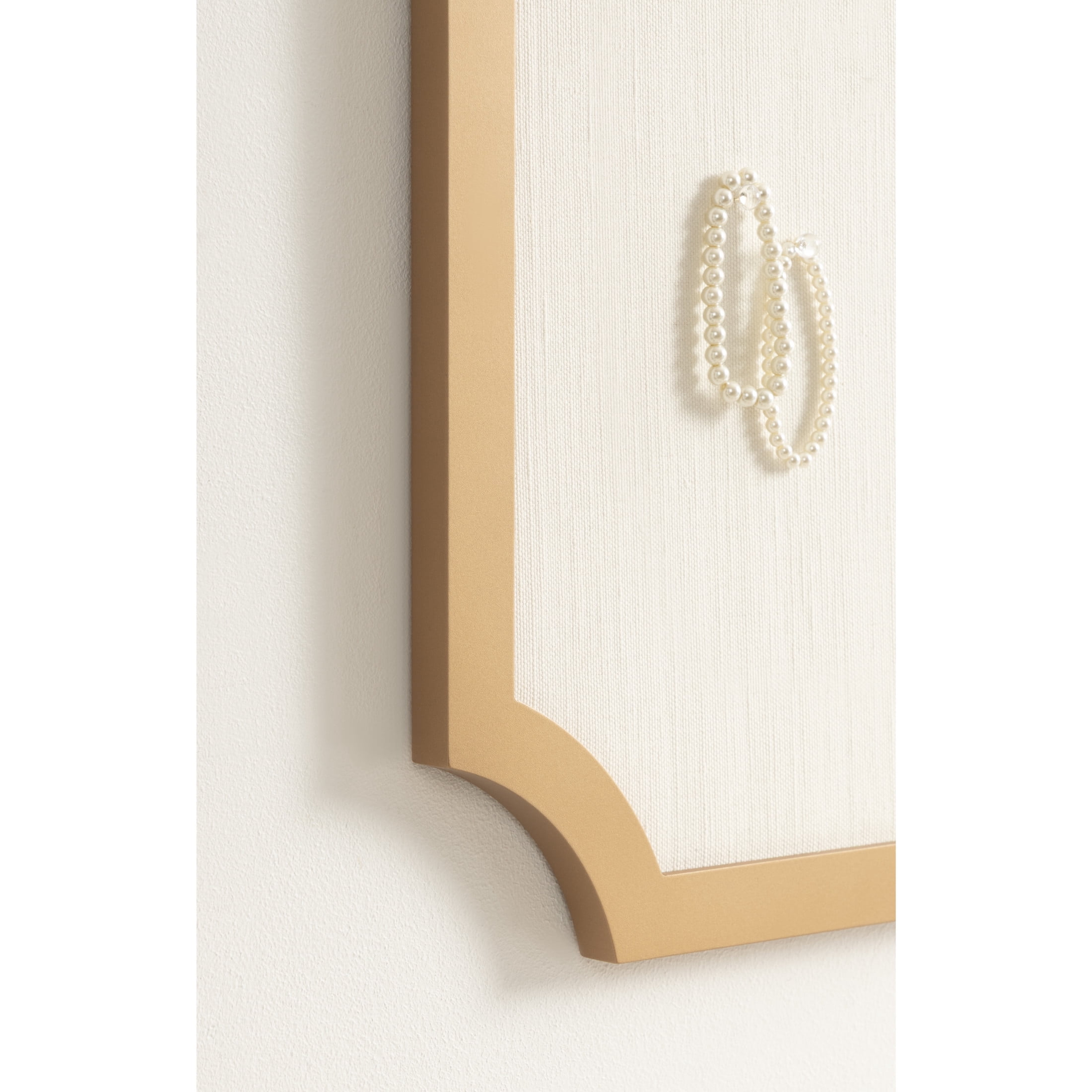 Kate and Laurel Holbrook Glam Framed Scallop Fabric Pinboard, 15 x 24, Gold, Decorative Modern Scalloped Bulletin Board for Use as Vision Board or Wall Organization