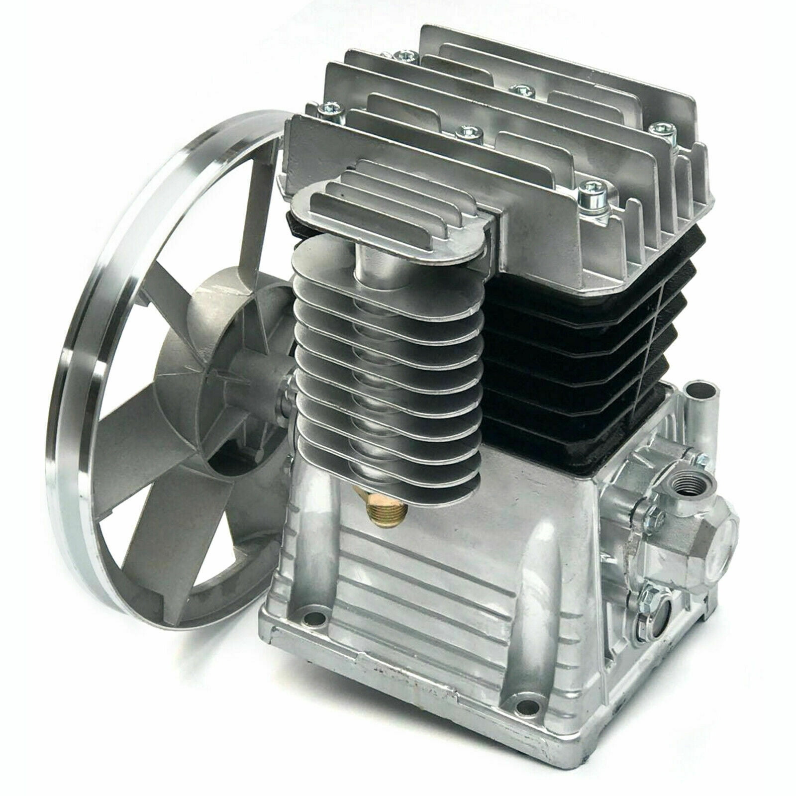 2HP  175L/Min Air Compressor Pump, 1.5KW Piston Twin Cylinder Air Compressor Head Pump Aluminum Oil Lubricated Pump With Silencer, Breathing Nozzle
