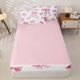 thumbnail image 4 of Catabedysis Bow ABC Print A Zipper Twin Comforter Sets with Fitted Sheet and 2 Pillowcases,Personalized Monogrammed Gifts Zipper Bedding Set For Girls,Pink Reversible,4-Piece, 4 of 7