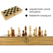 ODOMY Upgraded Chess Folding Wooden Chess Set with Storage Slots