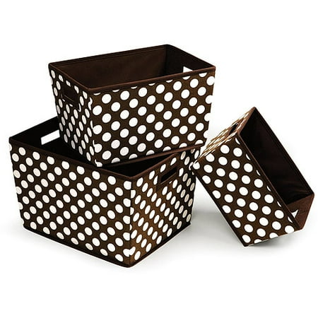 Badger Basket - Nesting Trapezoid 3 Basket Set, Brown Polka Dots