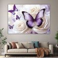 thumbnail image 6 of Mudket White Roses with Purple Butterflies Canvas Wall Art, Floral Wall Decor, Framed Ready to Hang Artwork for Living Room Bedroom Wedding Decor - 12"L x 8"W, 6 of 10