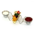 thumbnail image 4 of Soporte en forma de V de 3 rejillas con dos lados para salsas para organizar la cocina. Rejilla para tacos de acero inoxidable brillante, 4 of 8