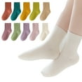 thumbnail image 5 of WOLLED 5 Pairs Kids Toddler Knitted Cotton Socks baby Boys Girls Candy Color Student Mid-Calf Socks for 1-12Y, 5 of 9