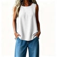 thumbnail image 4 of IUYRTFE Women Round Neck Sleeveless Tank Top with Side Slits Loose Fit Casual Summer Blouse, 4 of 7