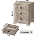 thumbnail image 3 of Joaxswe 18" Farmhouse Night Stands Set of 2 with Charging Station, 2 & 3 Drawers End Table Dresser for Bedroom, Oak Wooden Nightstand, Bed Side Table with Open Shelf, Bedside Cabinet for Living Room, 3 of 18