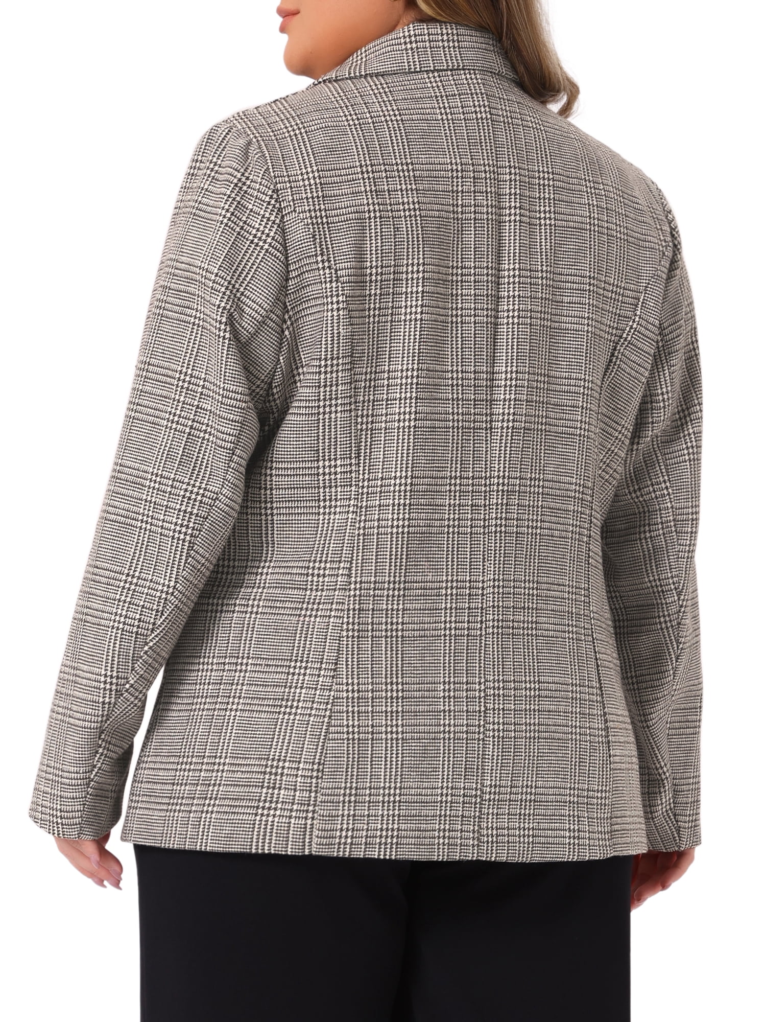 DARING DIVA Women's Plus Plaid Notched Lapel Business Blazer Jackets 3X Brown Beige