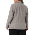 thumbnail image 4 of DARING DIVA Women's Plus Plaid Notched Lapel Business Blazer Jackets 3X Brown Beige, 4 of 7