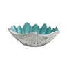 DecMode Coastal Seashell Inspired Metal Serving Bowl with White/Aquamarine Finish, 12"W x 3"H
