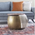 thumbnail image 2 of Powell Wesmar Metal Indoor Drum Accent Table with Storage, 18.5" Tall, Brass, 2 of 11