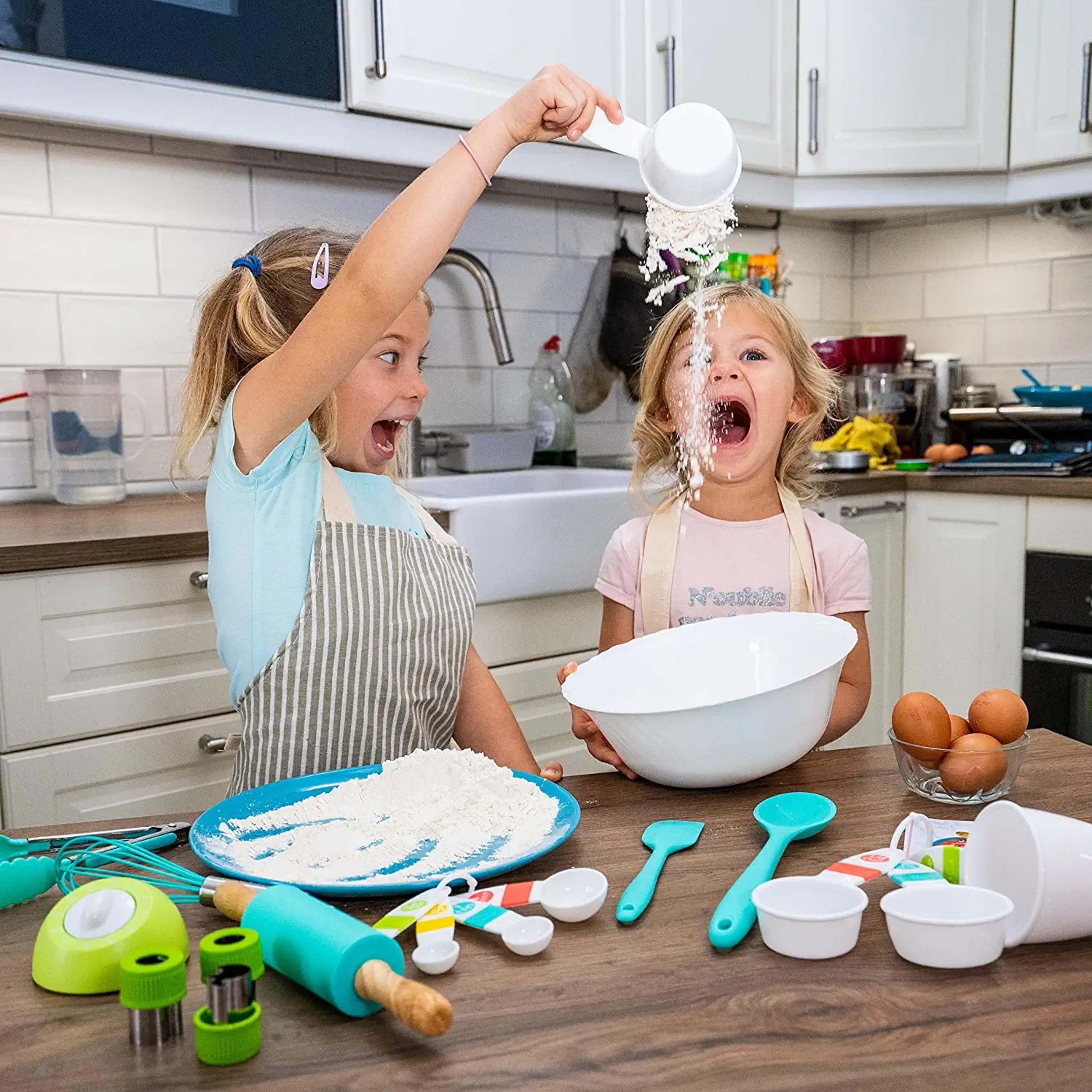 Tovla Jr. Kids Cooking Utensils Set - 4-Piece Kids Kitchen Tools - Safe  Kids Baking Set - Food