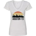 thumbnail image 3 of Inktastic Houston Texas Skyline Retro Women's V-Neck T-Shirt, 3 of 5