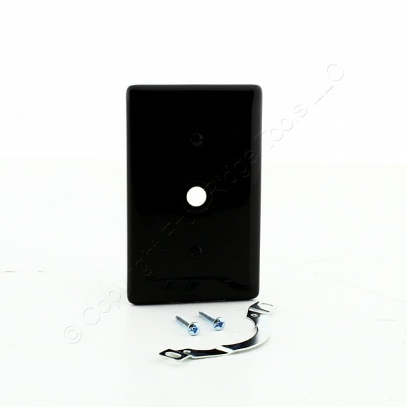 Hubbell NP12BK Black Cable Wallplate Nylon Phone Cover .406" Hole Strap Mount
