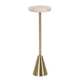 thumbnail image 5 of Kate and Laurel Sitara Modern Glam Drink Table, 8 x 8 x 23, Pink Quartz and Gold, Unique Round Stone Mini Table for Use as Bathroom Accent Table or Pedestal Martini Table, 5 of 10