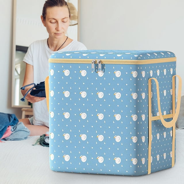 Large Storage Bag for Quilts, Comforters, Clothes, Moving, Foldable Oxford Cloth Storage Bag with Handles, Water Resistant, Dustproof, Space Saving, Home Organization