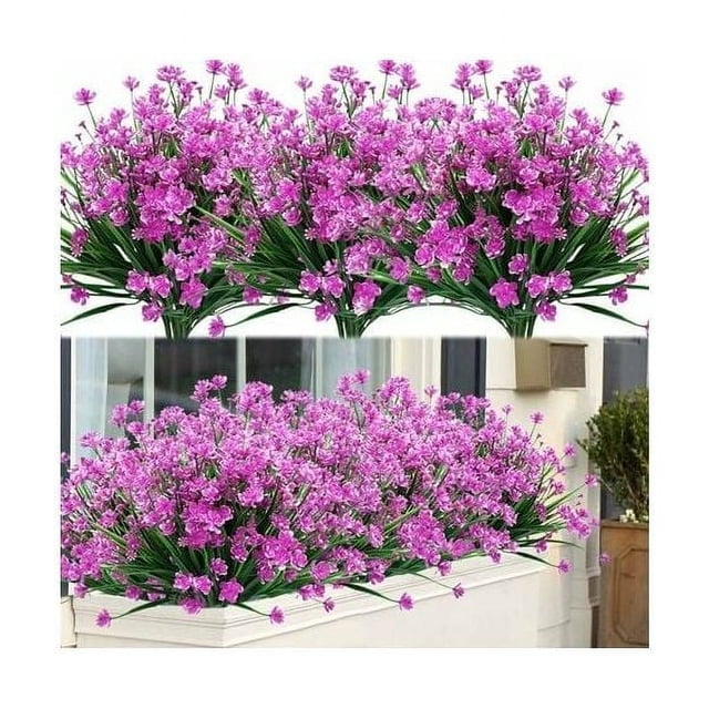 Arbustos verdes para exteriores para porches, jardines y jardineras: plantas colgantes de plástico duraderas, perfectas para la decoración del hogar y la boda, flores artificiales