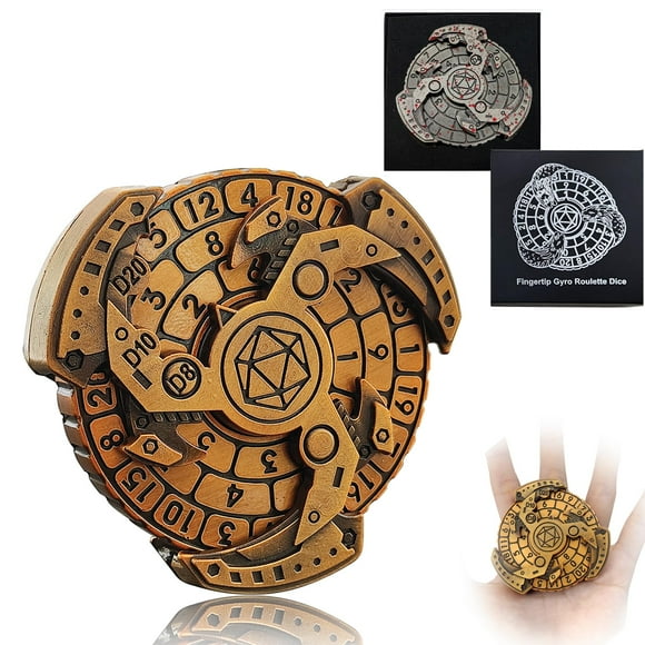 Shadow Roulette Dice Spinner for DND Dice Set, 7-in-1 Dragon Metallic D&D Dice with Gift Case for Dungeons and Dragon Game, RPG Role Playing Table Game Gifts (Black-Gold)