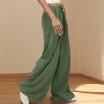 thumbnail image 4 of Busydd Women's Pants Solid Color Drawstring Pants Comfy Straight Leg Dressy Casual Trousers Stretchy Elastic Waist Pants for Women with 4 Pockets, 4 of 8