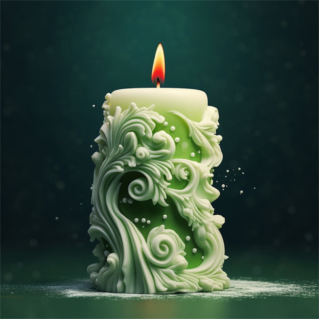 Tibvox Carved Cylinde Candle Mold for Making Candle Home Decor, DIY Epoxy Resin Casting