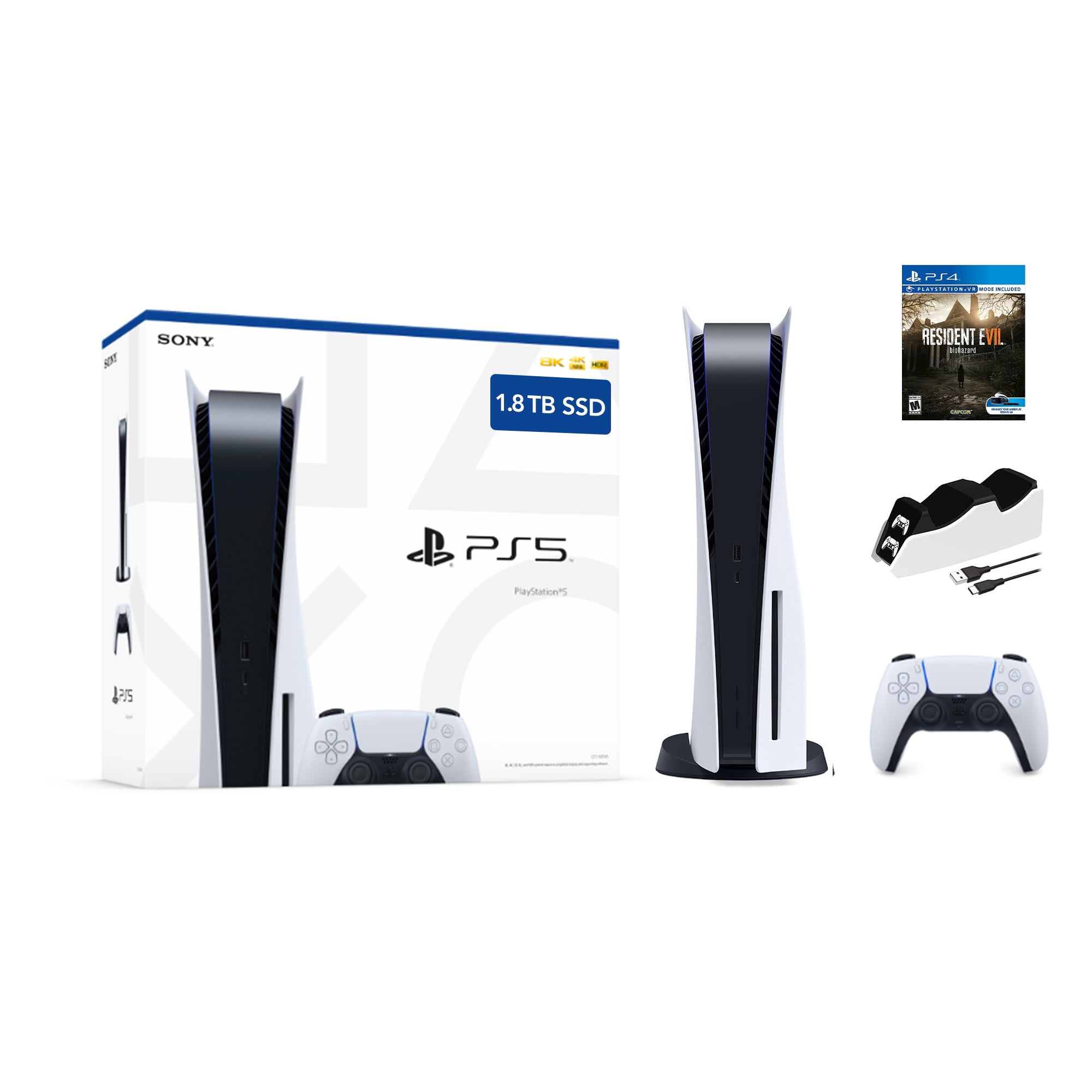 ressource I navnet Mount Vesuv PlayStation 5 Disc 1.8TB Upgraded PS5 Gaming Console with Ultra Fast PCIe  Gen 4 SSD, Wireless Controller, God of War & Mytrix Controller Charging  Dock - PS5, White - Walmart.com
