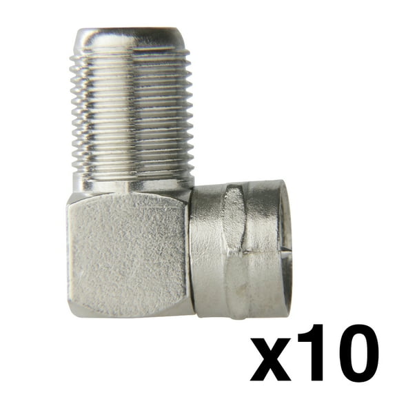 Construct Pro F Female to F Male Right Angle Adaptors (10 Pack, Color: Silver)