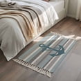 thumbnail image 4 of Area Rug with Tassels 2' x 3', Haze Blue Ocean Anchor Kitchen Runner Rug for Hallway Bedroom Throw Rugs, Coastal Gray White Stripe Soft Door Mat for Bathroom Entrance Living Room, 4 of 9